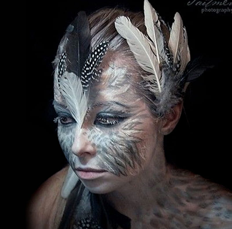 Feathers Body Face Hair Art, trendy n color hair, hair art, black, women are special, lips nails eyes hair art, face art, body art, Mobitowns, ladies wear feathers, pink, white, blue, female trendsetters, feathers, HD wallpaper