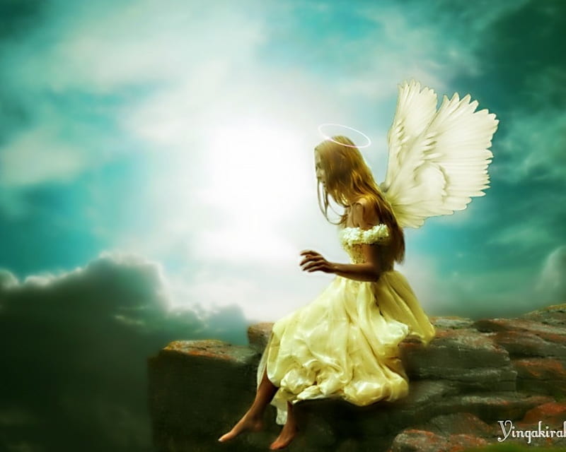 Angel, art, fantasy, woman, HD wallpaper | Peakpx