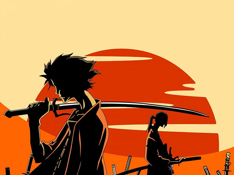 Samurais at Sunset, jin, samurai, samurai champloo, mugen, sunset, HD wallpaper
