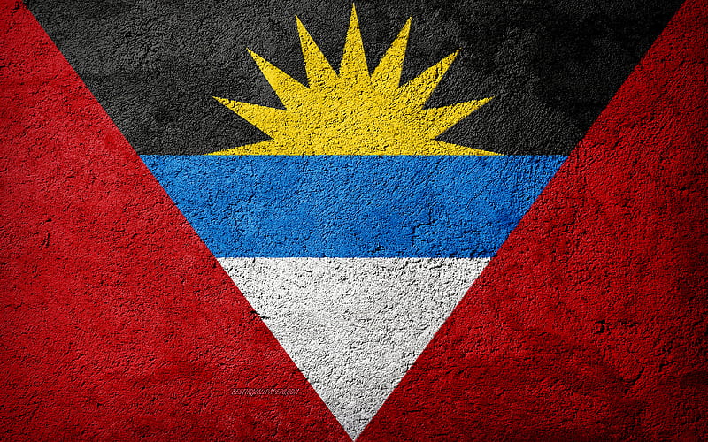 Flag of Antigua and Barbuda, concrete texture, stone background, Antigua and Barbuda flag, North America, Antigua and Barbuda, flags on stone, HD wallpaper