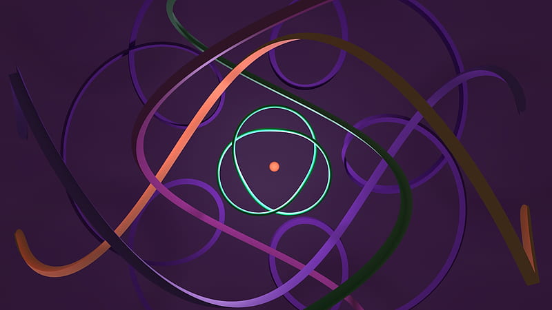 Atomic Abstract, Purple Atomic Atom, Nuclear, Creative, 3D, Blender, Abstract, Simple, background, HD wallpaper