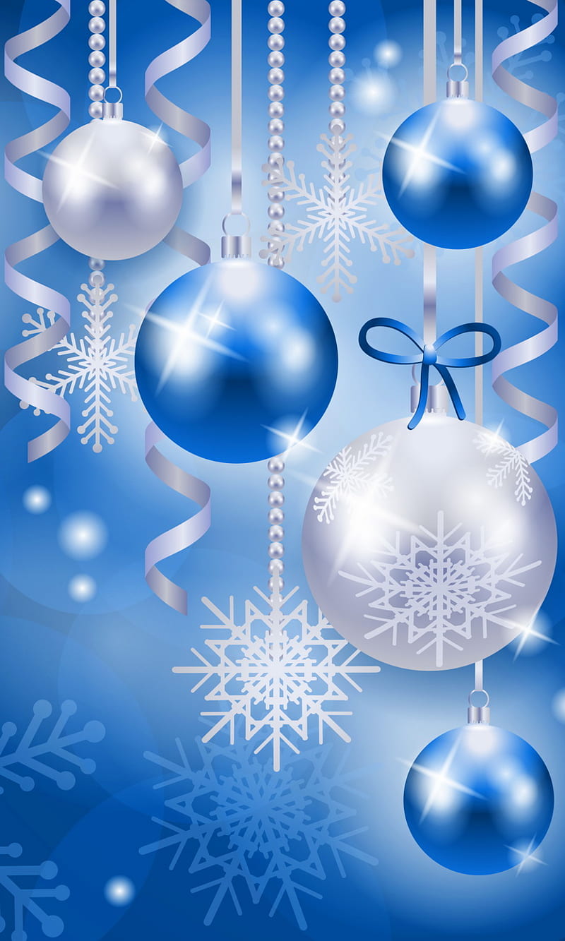 Christmas Balls, abstract, blue christmas, decoration, HD phone ...