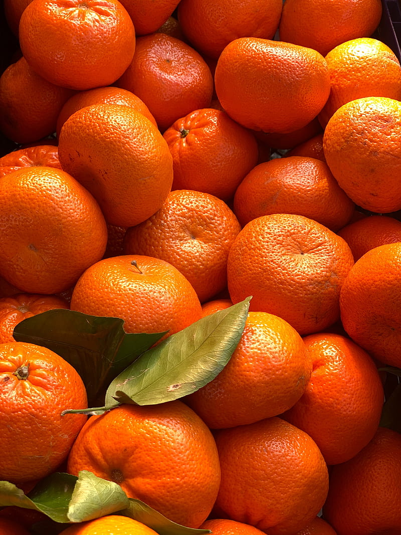 tangerines, citrus, fruits, leaves, orange, HD phone wallpaper