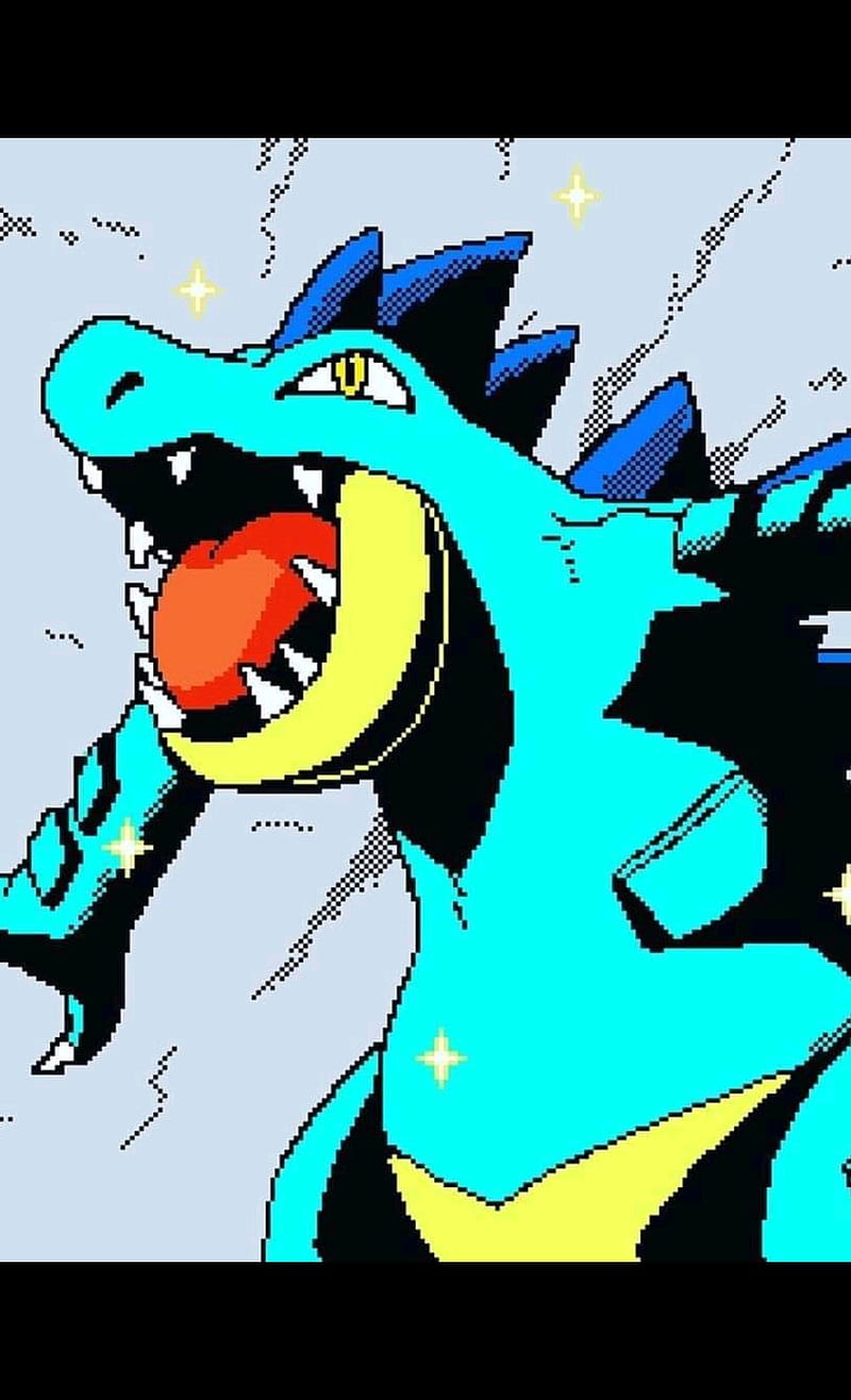 Shiny feraligator , pixel, pokemon, HD phone wallpaper