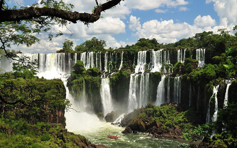 Iguazu Falls Argentina, Clouds, Sky, Iguazu, Argentina, Falls, HD wallpaper