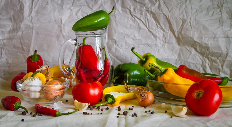 Food, Still Life, Pepper, Vegetable, Tomato, HD wallpaper