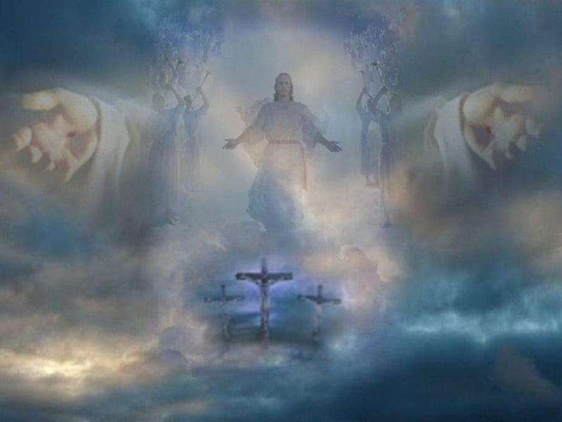 jesus open arms in heaven