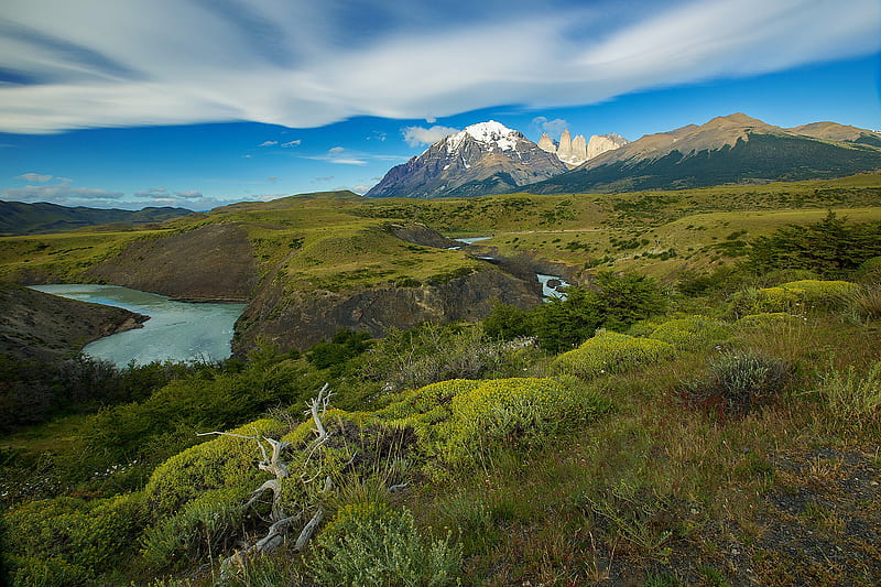 Earth, River, Chile, Cloud, Mountain, Patagonia, HD wallpaper