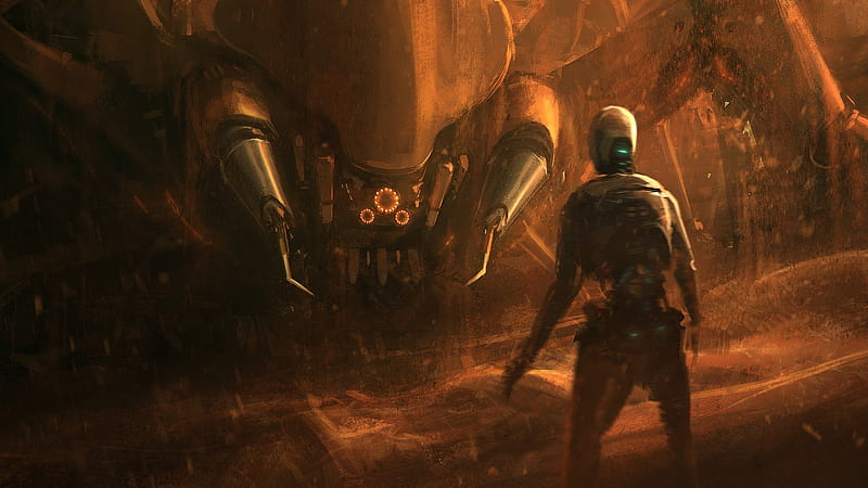 robot spider, futuristic battles, artwork, Sci-fi, HD wallpaper