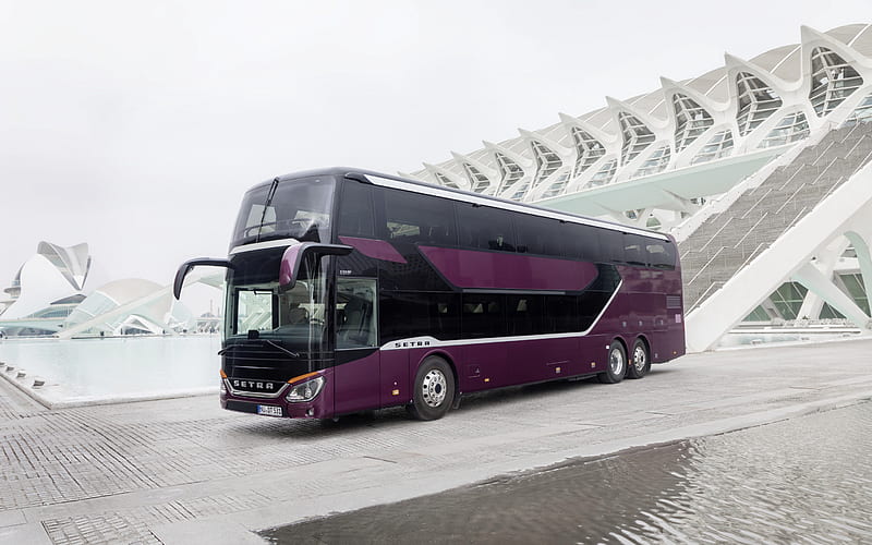 Setra S 531 DT, double-decker bus, passenger bus, new purple S 531 DT, buses, Setra, HD wallpaper