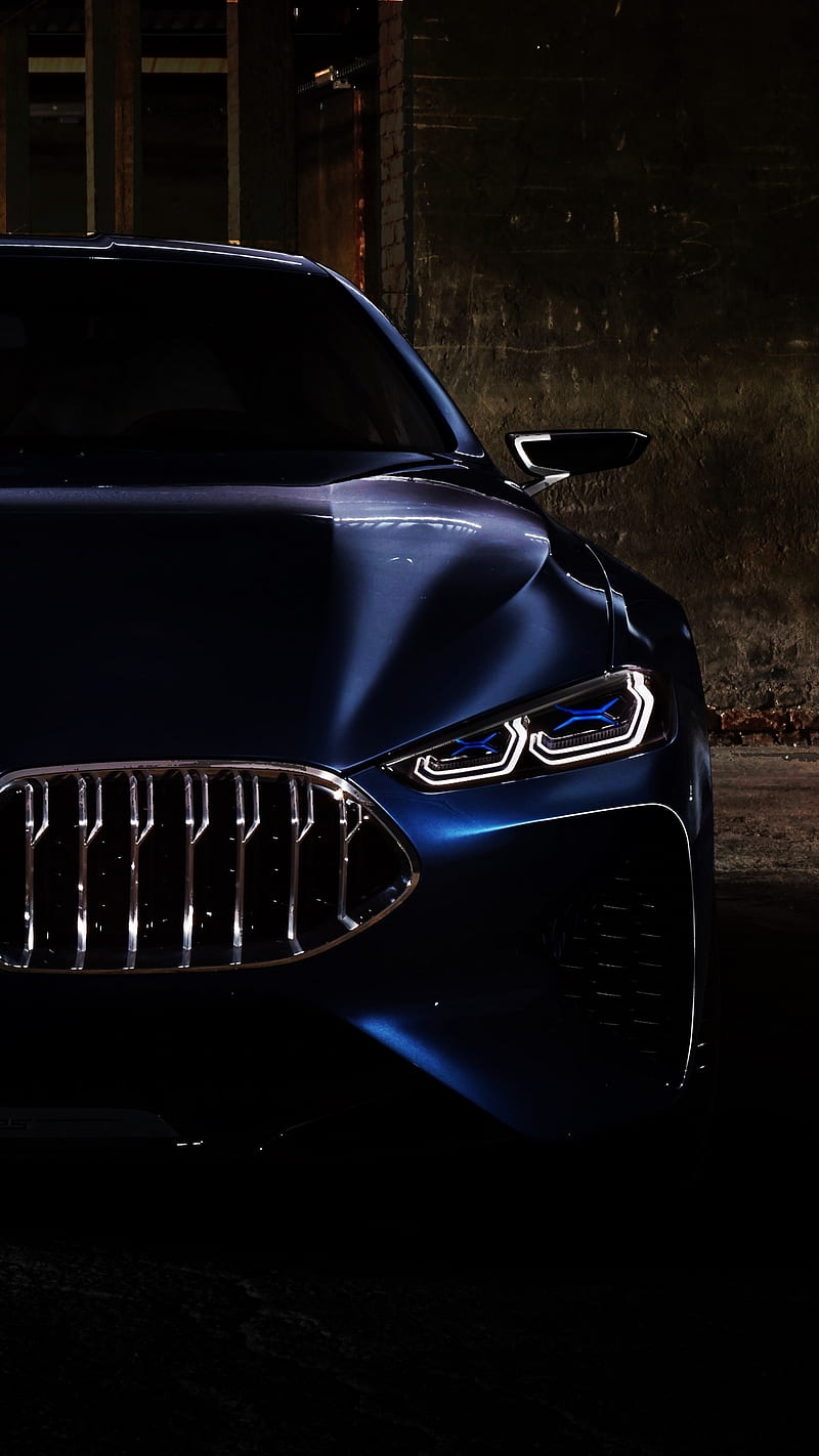 BMW 8, auto, black, blue, car, dark, light, vehicle, HD phone wallpaper