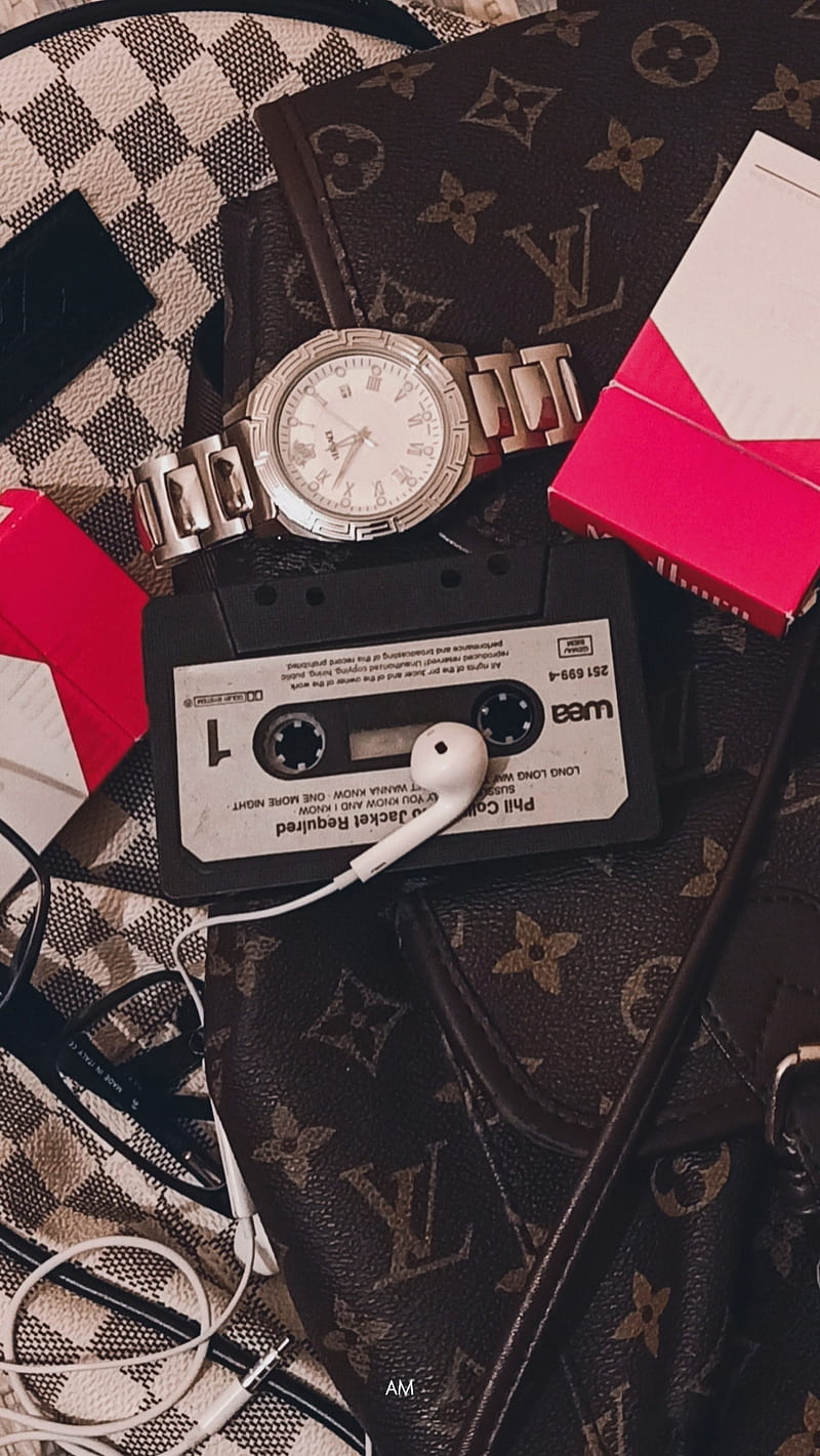 Louis Vuitton, cassette, marlboro, music, ray ban, versace watch, HD phone wallpaper