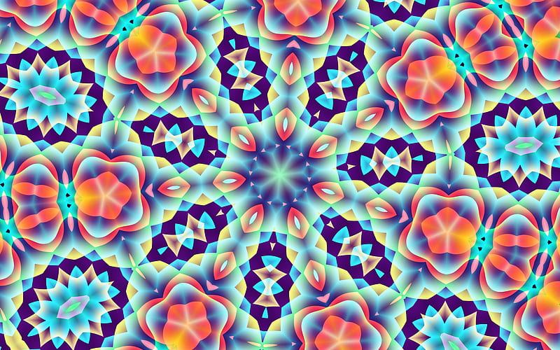 Abstract, Kaleidoscope, Colorful, Shapes, Symmetry, HD wallpaper