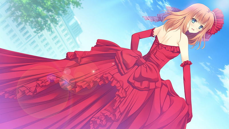 Blonde Girl in Spring Dress - Anime Cute