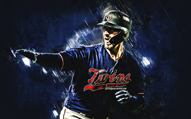 Mitch Garver, Minnesota Twins, portrait, MLB, american baseball player, blue stone background, baseball, Major League Baseball, HD wallpaper