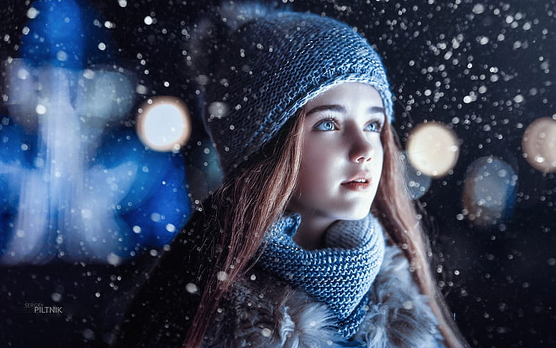 Wonderful Winter, look, snow, girl, winter, HD wallpaper