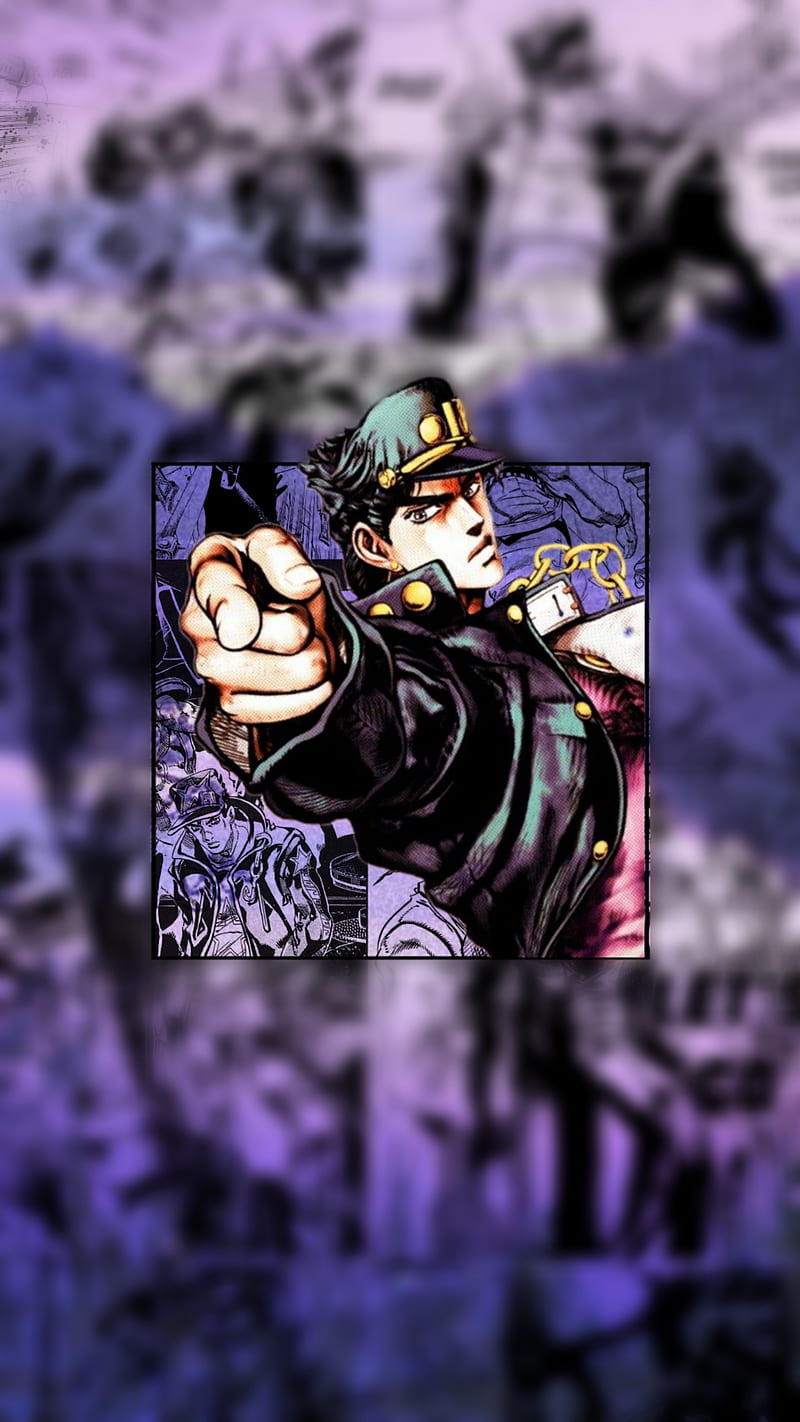 Jotaro part 5, anime, jojo, part 5, vaperwave, HD phone wallpaper