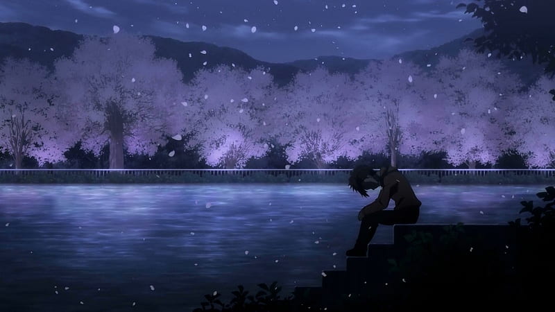 Paisaje de anime, paisaje, anime, río, sakura, naturaleza, noche, Fondo de  pantalla HD | Peakpx