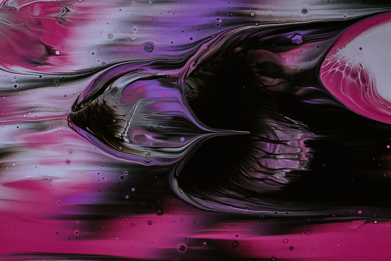 paint, liquid, mixing, abstraction, pink, purple, HD wallpaper