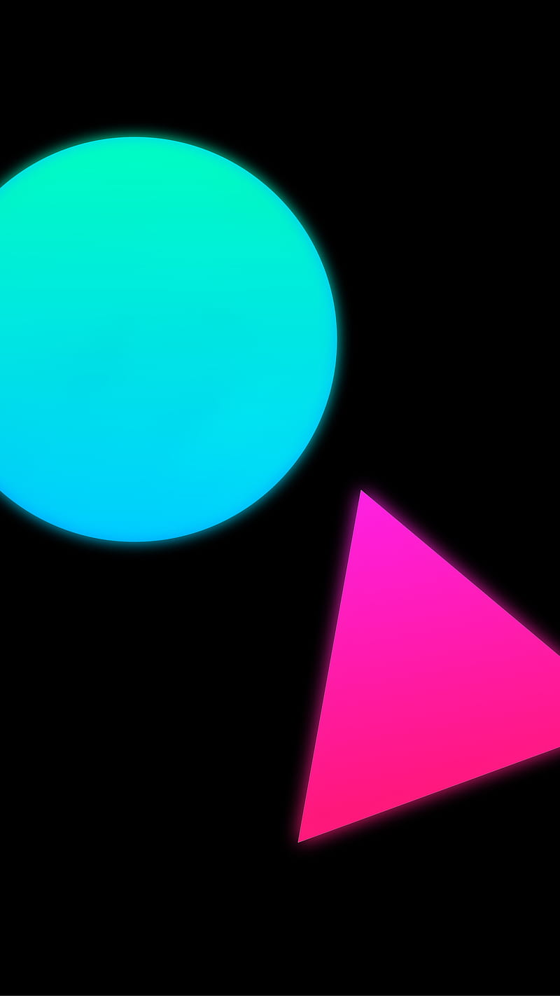 Circle Triangle, Electric, abstract, amoled, art, black, blue, digital, minimal, oled, pink, red, shapes, simplicity, true black, HD phone wallpaper