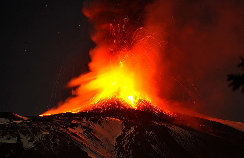 Mount Etna spews, Eruption, Sicily, Mount Etna, Lava, Italy, Volcano, Spews, HD wallpaper