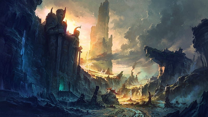 The Lost City, fantasy, city, epic, dungeon, lost, ruins, magic, castle, HD wallpaper