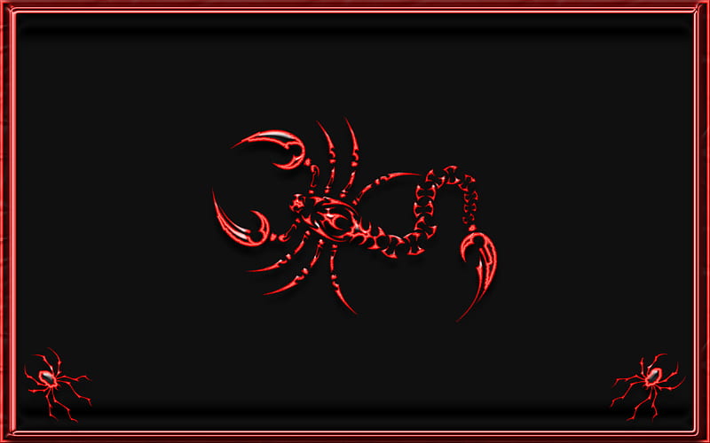 feel the sting, red, tribal, black, spider, scorpion, HD wallpaper