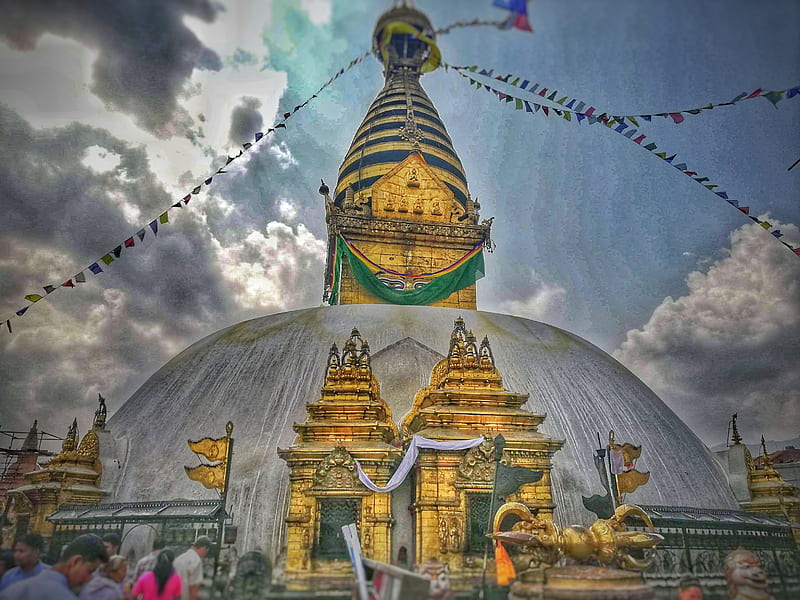 Swyambhu Nepal, stupa, temple, HD wallpaper