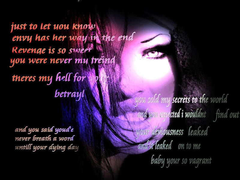 baby your so vagrent, female, colorful, woman, lyrics, song, poem, gothic, dark, other, HD wallpaper