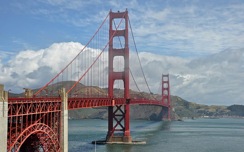 Golden Gate Bridge, San Francisco, suspension bridge, red iron bridge, American bridges, Golden Gate, California, USA, HD wallpaper