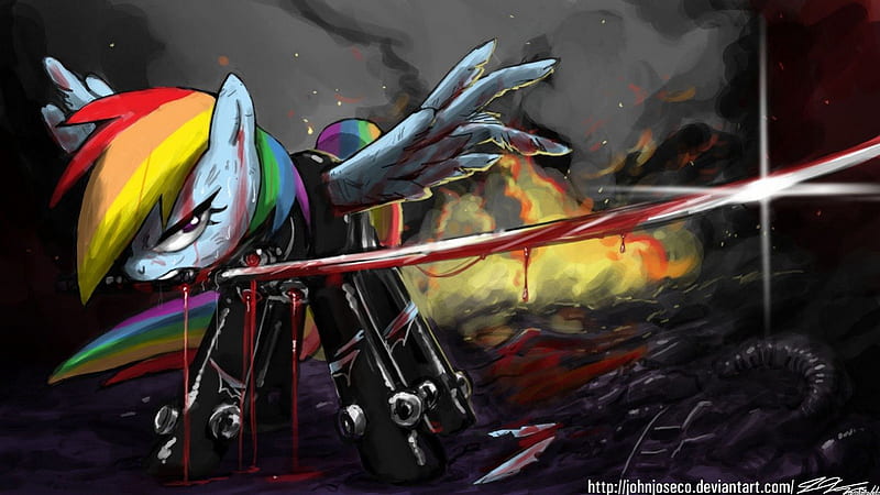 Warrior Rainbow Dash, mlp, Rainbow Dash, my little pony, blood, HD wallpaper