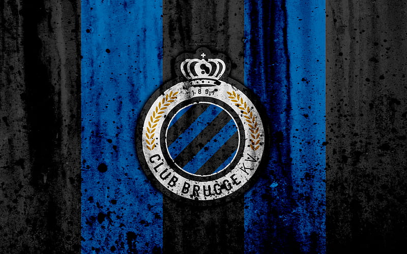 FC Brugge, grunge, ESL Pro League, logo, soccer, football club, Belgium, art, Brugge KV, stone texture, Brugge FC, HD wallpaper