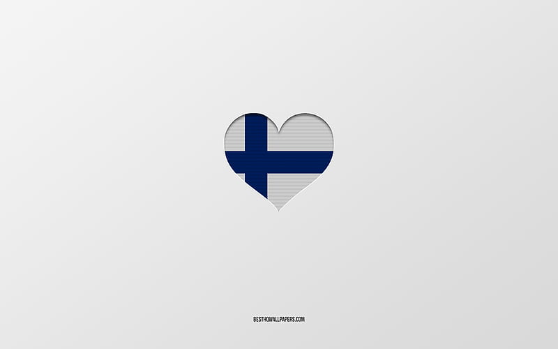 I Love Finland, European countries, Finland, gray background, Finland flag heart, favorite country, Love Finland, HD wallpaper