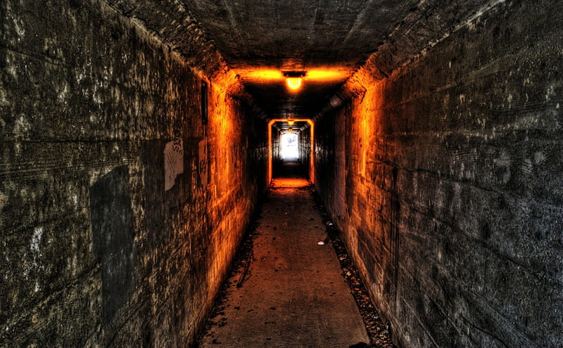 dingy tunnel, tunnel, light, dingy, dark, HD wallpaper