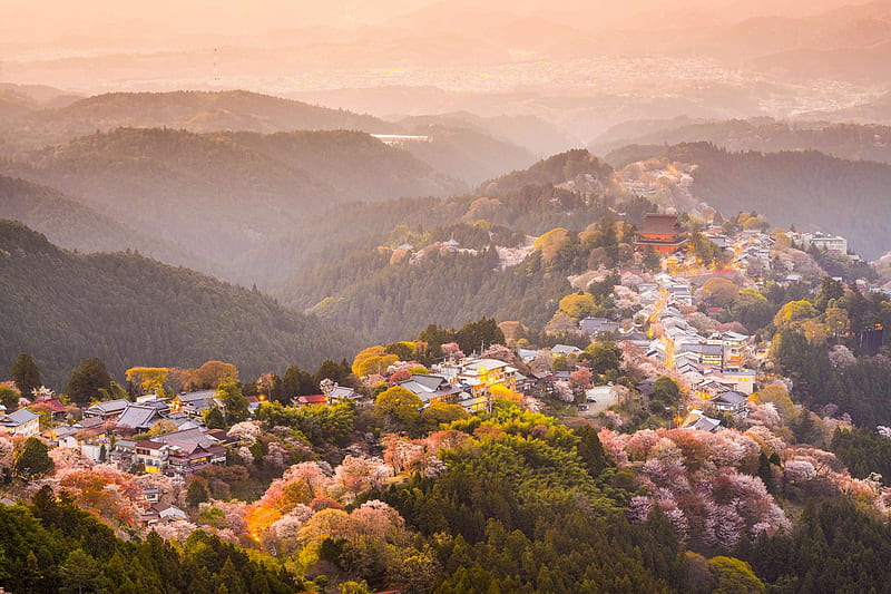 Hilltop Village, mountain, japan, japanese, village, nature, hill, scenery, HD wallpaper