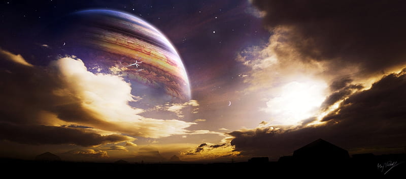 Temple of the Giant, jupiter, space, extraterrestrial, clouds, sky, HD wallpaper