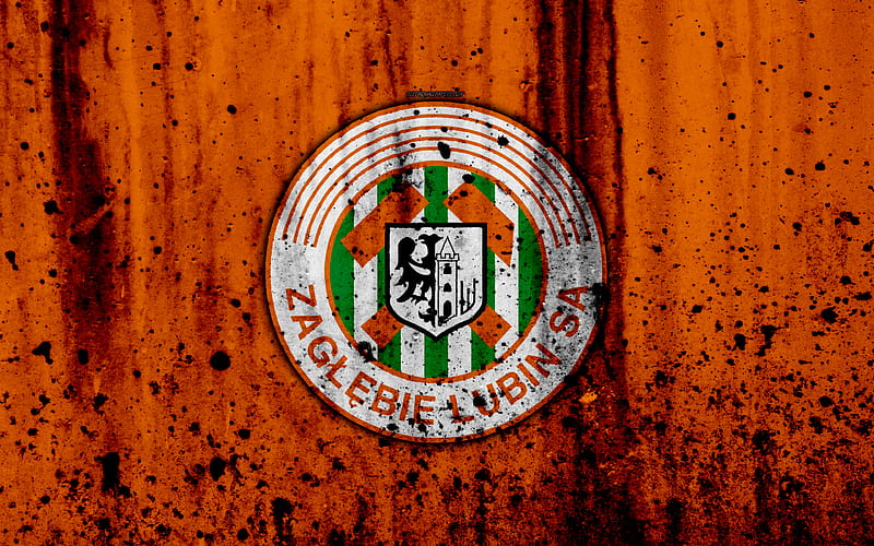 FC Zaglebie Lubin grunge, Ekstraklasa, logo, football club, Poland, Zaglebie, soccer, art, stone texture, Zaglebie Lubin FC, HD wallpaper