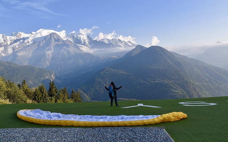 Before Start, France, Alps, start, paraglide, HD wallpaper