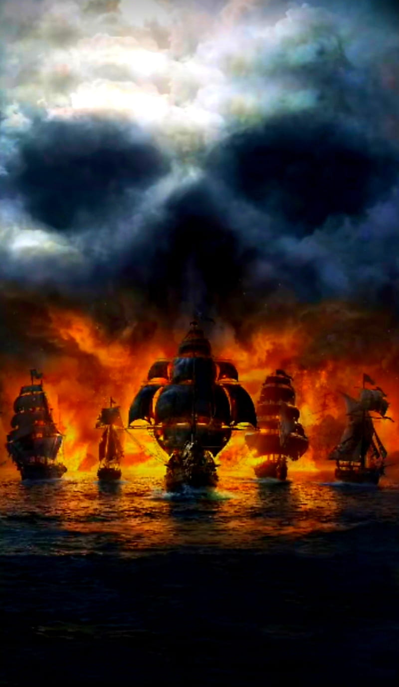 pirates of the sea, boat, skulls, HD phone wallpaper