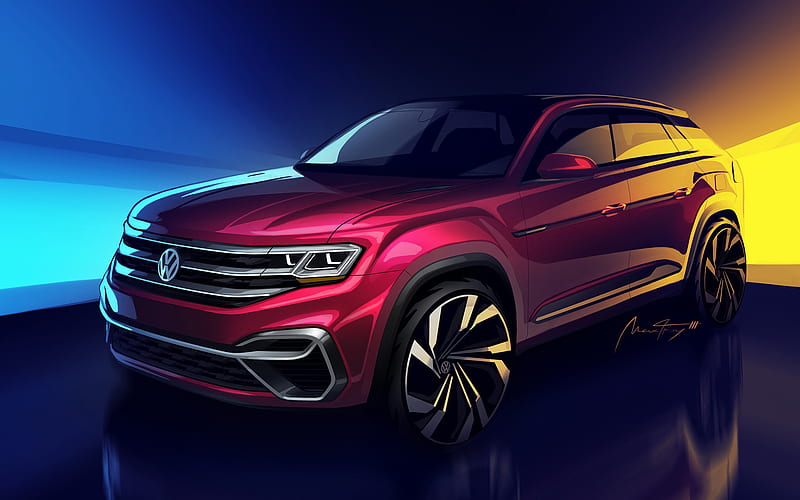 Volkswagen Atlas teaser, 2019 cars, VW Atlas, SUVs, Volkswagen, HD wallpaper