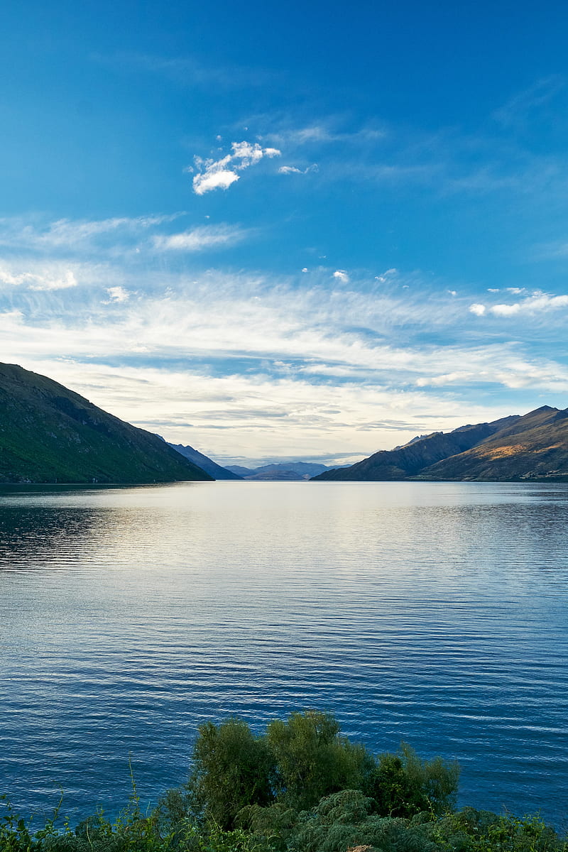 lake, water, mountains sky, landscape, new zealand, HD phone wallpaper