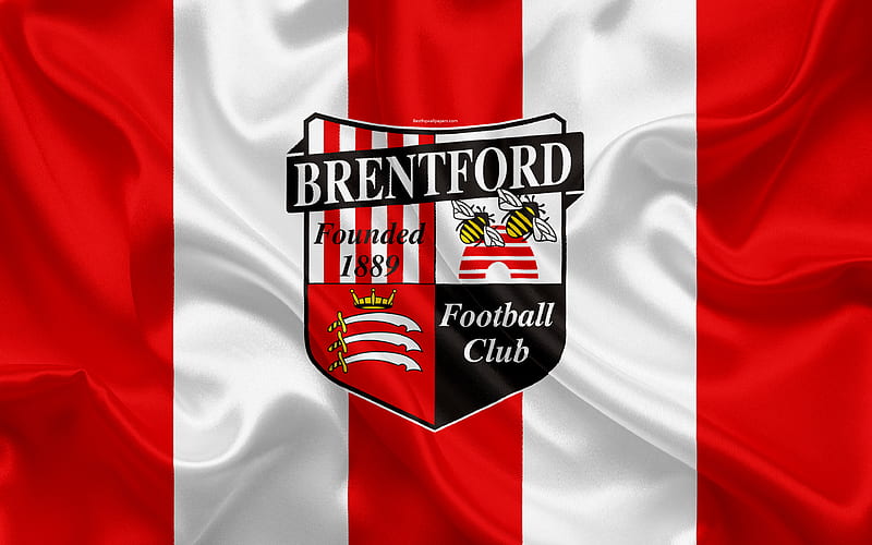 Brentford FC, silk flag, emblem, logo Brentford, England, UK, English  football club, HD wallpaper | Peakpx
