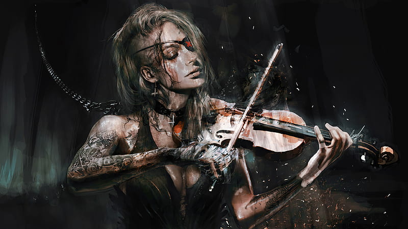 Violinist Of The Deep , violin, artist, artwork, digital-art, artstation, HD wallpaper
