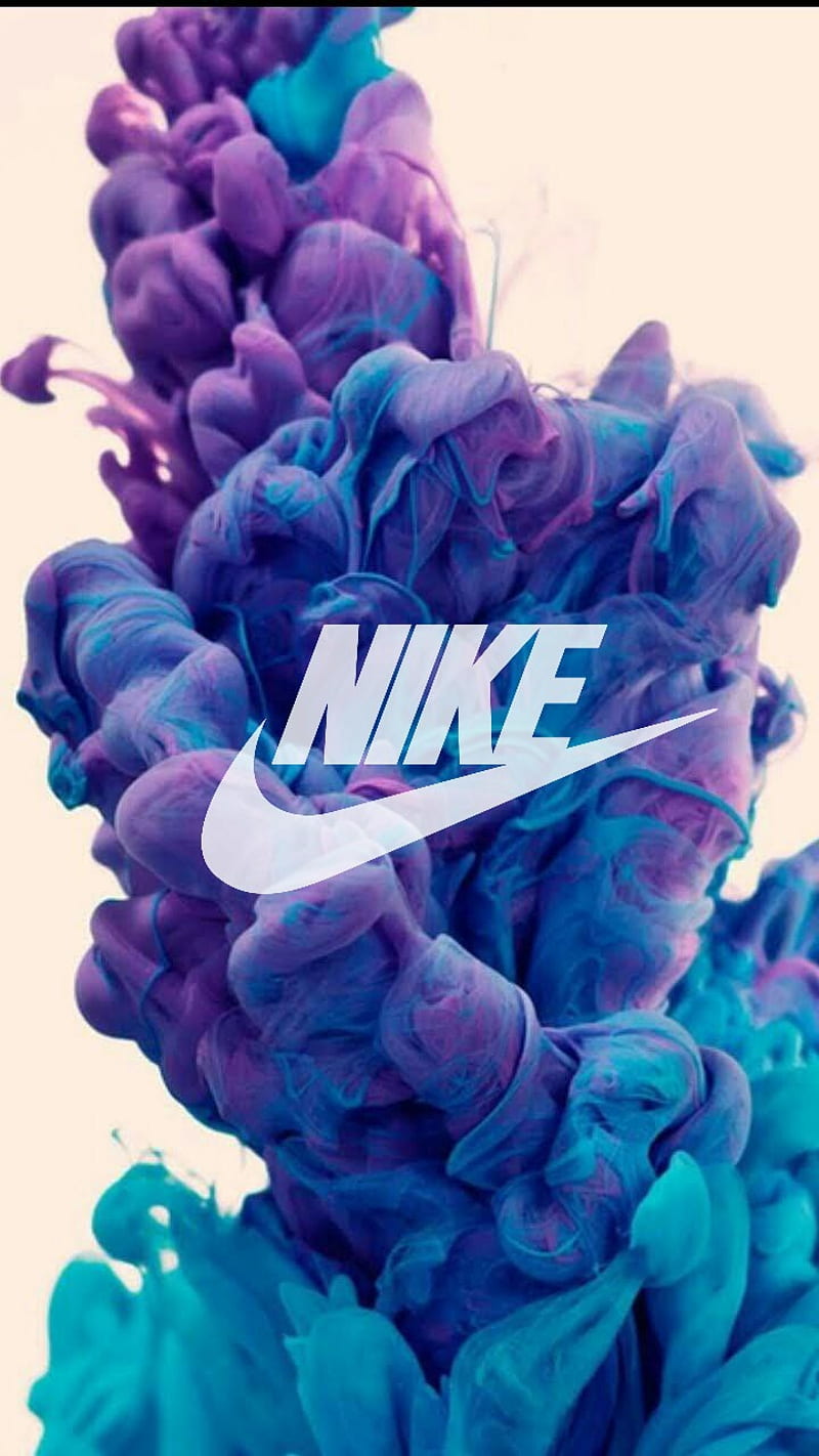 Nike, blue, purple, rainbow, smoke, HD phone wallpaper