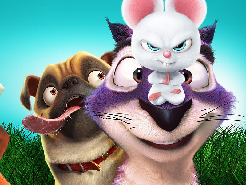 The nut job 2 Nutty by nature, poster, movie, cat, tongue, animal, animation, bunny, funny, pisica, dog, HD wallpaper