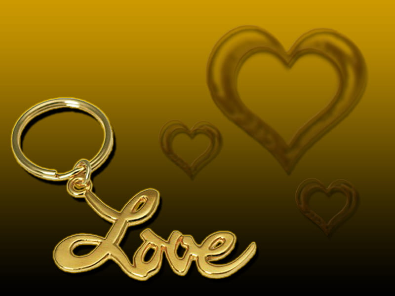 Love Key Holder, gold, key holder, love, black, corazones, HD wallpaper