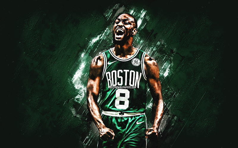 Kemba Walker, Boston Celtics, NBA, portrait, american basketball player, green stone background, National Basketball Association, basketball, HD wallpaper