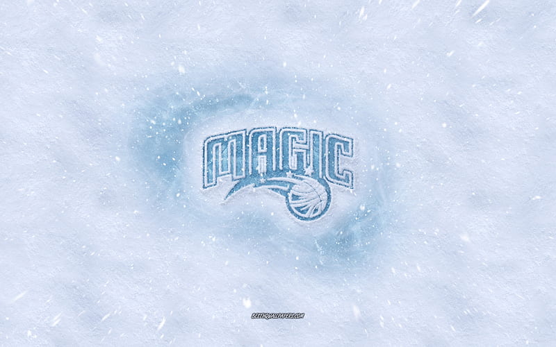 Orlando Magic logo, American basketball club, winter concepts, NBA, Orlando Magic ice logo, snow texture, Orlando, Florida, USA, snow background, Orlando Magic, basketball, HD wallpaper
