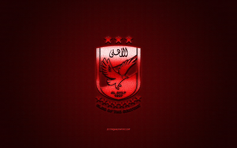 Al Ahly SC, Egyptian football club, red logo, red carbon fiber background, Egyptian Premier League, football, Cairo, Egypt, Al Ahly SC logo, HD wallpaper