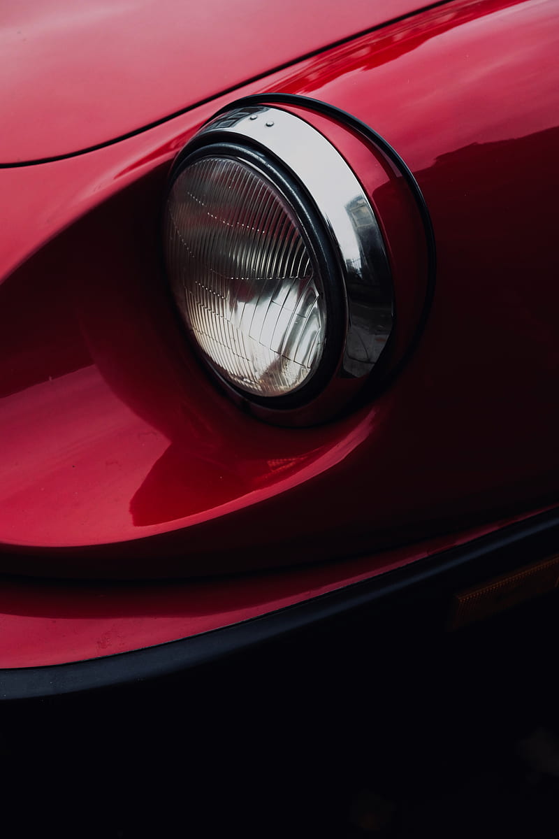 headlight, car, red, chrome, HD phone wallpaper